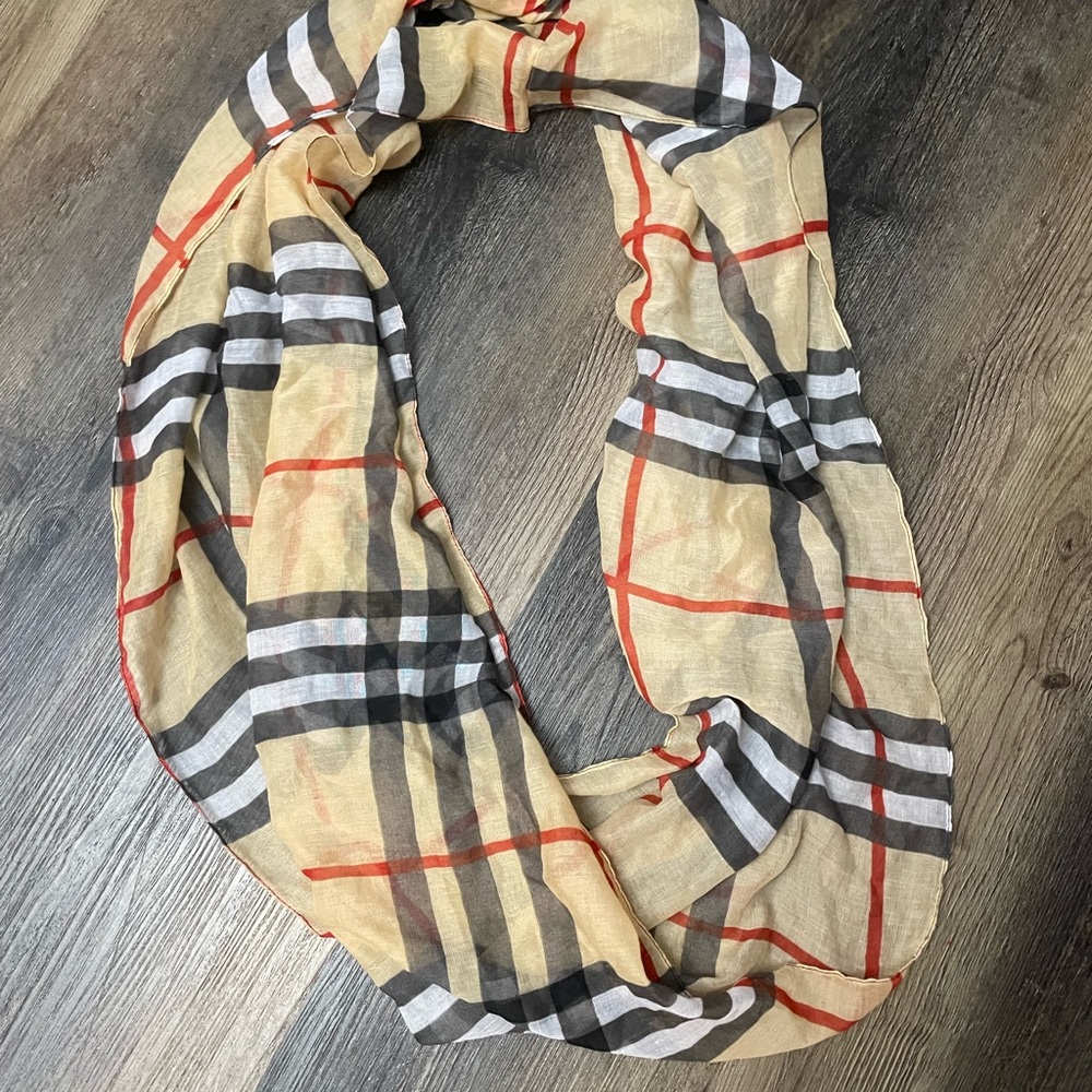 Plaid Beige and Red Women's Scarf